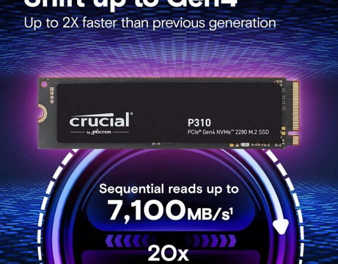 Micron представила полноразмерные SSD Crucial P310 — до 2 Тбайт и до 7100 Мбайт/с